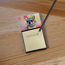 Load image into Gallery viewer, French Bulldog Hippie Dawg Sticky Note Holder- Refiilable Desk Accessory Note Pad