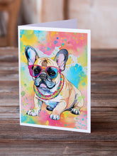 Load image into Gallery viewer, French Bulldog Hippie Dawg Greeting Cards - Blank Note Cards – 8-Pack of Artist-Designed Cards with Envelopes