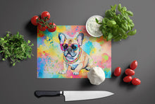 Load image into Gallery viewer, French Bulldog Hippie Dawg Glass Cutting Boards – Durable, Decorative Kitchen Art Large