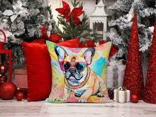 Load image into Gallery viewer, French Bulldog Hippie Dawg Throw Pillow - 14x14 Decorative Pillow – Art for Your Home &amp; Patio