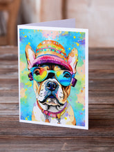 Load image into Gallery viewer, French Bulldog Hippie Dawg Greeting Cards - Blank Note Cards – 8-Pack of Artist-Designed Cards with Envelopes