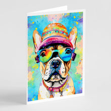 Load image into Gallery viewer, French Bulldog Hippie Dawg Greeting Cards - Blank Note Cards – 8-Pack of Artist-Designed Cards with Envelopes