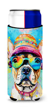 Load image into Gallery viewer, French Bulldog Hippie Dawg Slim Can Huggers – Fun, Functional Drink Coolers for Every Occasion