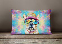 Load image into Gallery viewer, French Bulldog Hippie Dawg Fabric Decorative Pillow