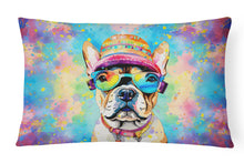 Load image into Gallery viewer, French Bulldog Hippie Dawg Fabric Decorative Pillow