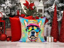 Load image into Gallery viewer, French Bulldog Hippie Dawg Throw Pillow - 14x14 Decorative Pillow – Art for Your Home &amp; Patio