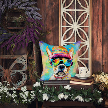 Load image into Gallery viewer, French Bulldog Hippie Dawg Fabric Decorative Pillow