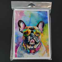 Load image into Gallery viewer, French Bulldog Hippie Dawg Greeting Cards - Blank Note Cards – 8-Pack of Artist-Designed Cards with Envelopes