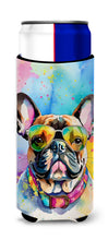Load image into Gallery viewer, French Bulldog Hippie Dawg Slim Can Huggers – Fun, Functional Drink Coolers for Every Occasion