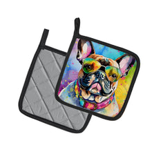 Load image into Gallery viewer, French Bulldog Hippie Dawg Pot Holders - Set of 2 Decorative Kitchen Helpers | Made in the USA