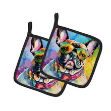 Load image into Gallery viewer, French Bulldog Hippie Dawg Pot Holders - Set of 2 Decorative Kitchen Helpers | Made in the USA