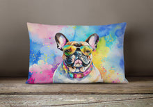 Load image into Gallery viewer, French Bulldog Hippie Dawg Fabric Decorative Pillow