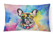 Load image into Gallery viewer, French Bulldog Hippie Dawg Fabric Decorative Pillow