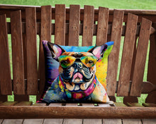 Load image into Gallery viewer, French Bulldog Hippie Dawg Throw Pillow - 14x14 Decorative Pillow – Art for Your Home &amp; Patio
