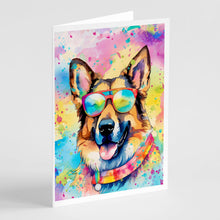 Load image into Gallery viewer, German Shepherd Hippie Dawg Greeting Cards - Blank Note Cards – 8-Pack of Artist-Designed Cards with Envelopes