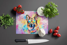 Load image into Gallery viewer, German Shepherd Hippie Dawg Glass Cutting Boards – Durable, Decorative Kitchen Art Large