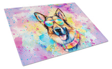 Load image into Gallery viewer, German Shepherd Hippie Dawg Glass Cutting Boards – Durable, Decorative Kitchen Art Large