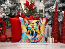 Load image into Gallery viewer, German Shepherd Hippie Dawg Throw Pillow - 14x14 Decorative Pillow – Art for Your Home &amp; Patio