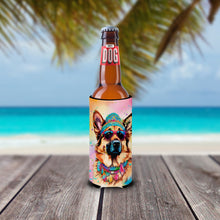 Load image into Gallery viewer, German Shepherd Hippie Dawg Slim Can Huggers – Fun, Functional Drink Coolers for Every Occasion