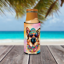 Load image into Gallery viewer, German Shepherd Hippie Dawg Slim Can Huggers – Fun, Functional Drink Coolers for Every Occasion