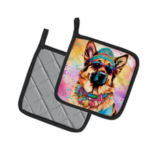 Load image into Gallery viewer, German Shepherd Hippie Dawg Pot Holders - Set of 2 Decorative Kitchen Helpers | Made in the USA