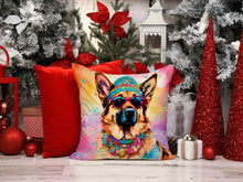 Load image into Gallery viewer, German Shepherd Hippie Dawg Throw Pillow - 14x14 Decorative Pillow – Art for Your Home &amp; Patio