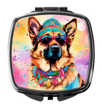 Load image into Gallery viewer, German Shepherd Hippie Dawg Compact Mirror – Stylish Purse Mirror with Artistic Covers