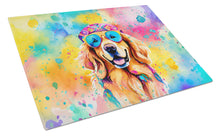 Load image into Gallery viewer, Golden Retriever Hippie Dawg Glass Cutting Boards – Durable, Decorative Kitchen Art Large