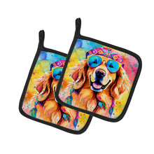 Load image into Gallery viewer, Golden Retriever Hippie Dawg Pot Holders - Set of 2 Decorative Kitchen Helpers | Made in the USA
