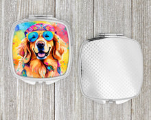 Load image into Gallery viewer, Golden Retriever Hippie Dawg Compact Mirror – Stylish Purse Mirror with Artistic Covers