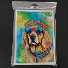 Load image into Gallery viewer, Golden Retriever Hippie Dawg Greeting Cards - Blank Note Cards – 8-Pack of Artist-Designed Cards with Envelopes