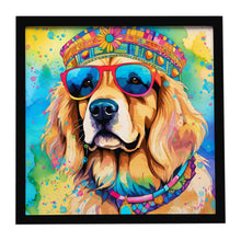 Load image into Gallery viewer, Golden Retriever Hippie Dawg Framed Metal Print