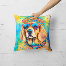 Load image into Gallery viewer, Golden Retriever Hippie Dawg Fabric Decorative Pillow