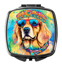 Load image into Gallery viewer, Golden Retriever Hippie Dawg Compact Mirror – Stylish Purse Mirror with Artistic Covers