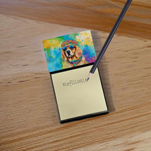Load image into Gallery viewer, Golden Retriever Hippie Dawg Sticky Note Holder- Refiilable Desk Accessory Note Pad