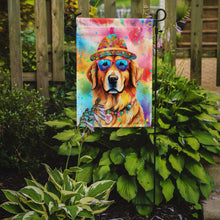Load image into Gallery viewer, Golden Retriever Hippie Dawg Garden Flag – Retro Dog with Sunglasses &amp; Multicolored Background