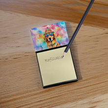 Load image into Gallery viewer, Golden Retriever Hippie Dawg Sticky Note Holder- Refiilable Desk Accessory Note Pad