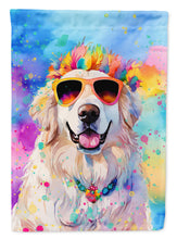 Load image into Gallery viewer, Great Pyrenees Hippie Dawg Garden Flag – Retro Dog with Sunglasses &amp; Multicolored Background