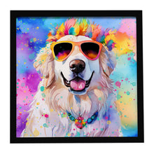 Load image into Gallery viewer, Great Pyrenees Hippie Dawg Framed Metal Print