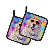 Load image into Gallery viewer, Great Pyrenees Hippie Dawg Pot Holders - Set of 2 Decorative Kitchen Helpers | Made in the USA