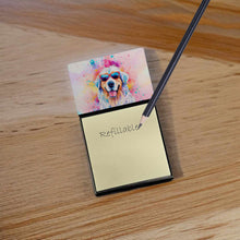 Load image into Gallery viewer, Great Pyrenees Hippie Dawg Sticky Note Holder- Refiilable Desk Accessory Note Pad
