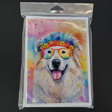 Load image into Gallery viewer, Great Pyrenees Hippie Dawg Greeting Cards - Blank Note Cards – 8-Pack of Artist-Designed Cards with Envelopes