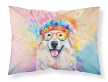 Load image into Gallery viewer, Great Pyrenees Hippie Dawg Standard Pillowcase – Artistic Decorative Front, White Back