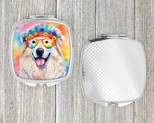 Load image into Gallery viewer, Great Pyrenees Hippie Dawg Compact Mirror – Stylish Purse Mirror with Artistic Covers