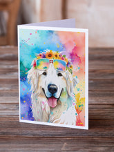Load image into Gallery viewer, Great Pyrenees Hippie Dawg Greeting Cards - Blank Note Cards – 8-Pack of Artist-Designed Cards with Envelopes