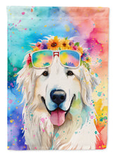 Load image into Gallery viewer, Great Pyrenees Hippie Dawg Garden Flag – Retro Dog with Sunglasses &amp; Multicolored Background