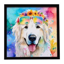 Load image into Gallery viewer, Great Pyrenees Hippie Dawg Framed Metal Print