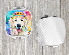 Load image into Gallery viewer, Great Pyrenees Hippie Dawg Compact Mirror – Stylish Purse Mirror with Artistic Covers