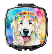 Load image into Gallery viewer, Great Pyrenees Hippie Dawg Compact Mirror – Stylish Purse Mirror with Artistic Covers