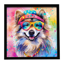 Load image into Gallery viewer, Keeshond Hippie Dawg Framed Metal Print